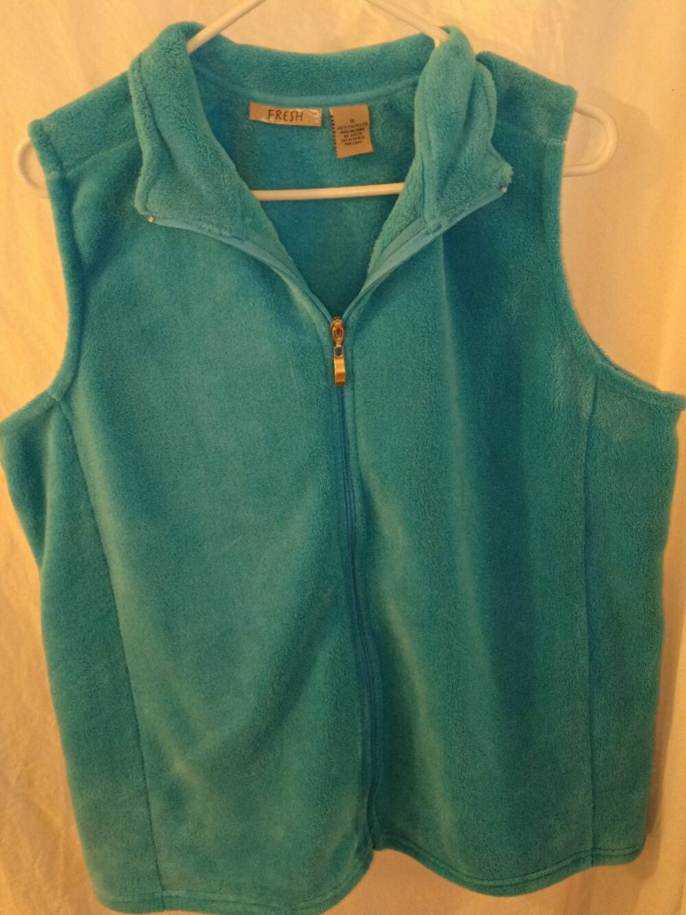 Women's Size 1X Teal Plush Fleece Vest by Fresh